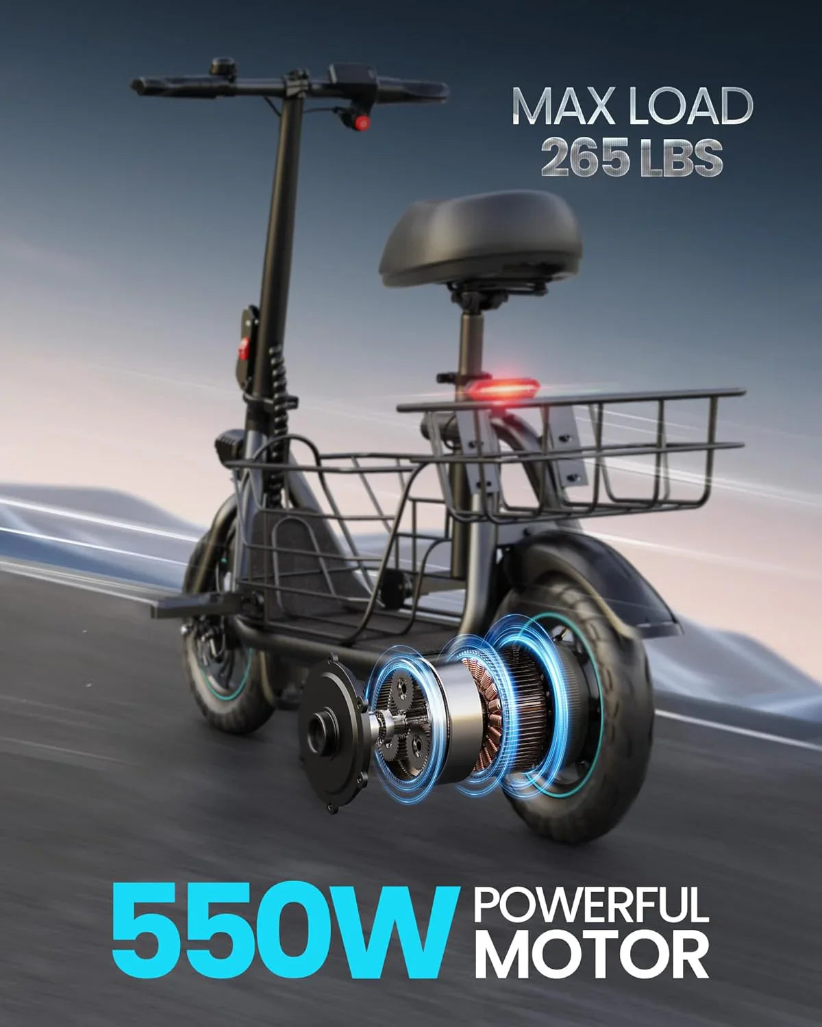 Adults Electric Scooter with Large Middle Basket - image 12