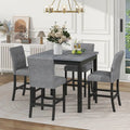 5 Piece Counter Height Dining Set, Wood Dining Table Set with Rectangle Table and 4 Upholstered High Back Chairs - image 2