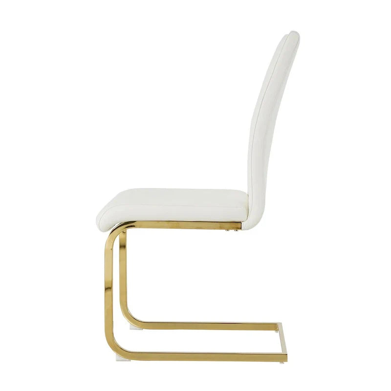 4-Piece Modern Faux Leather Dining Chair Set with Gold Metal Legs and Padded Seats - image 10