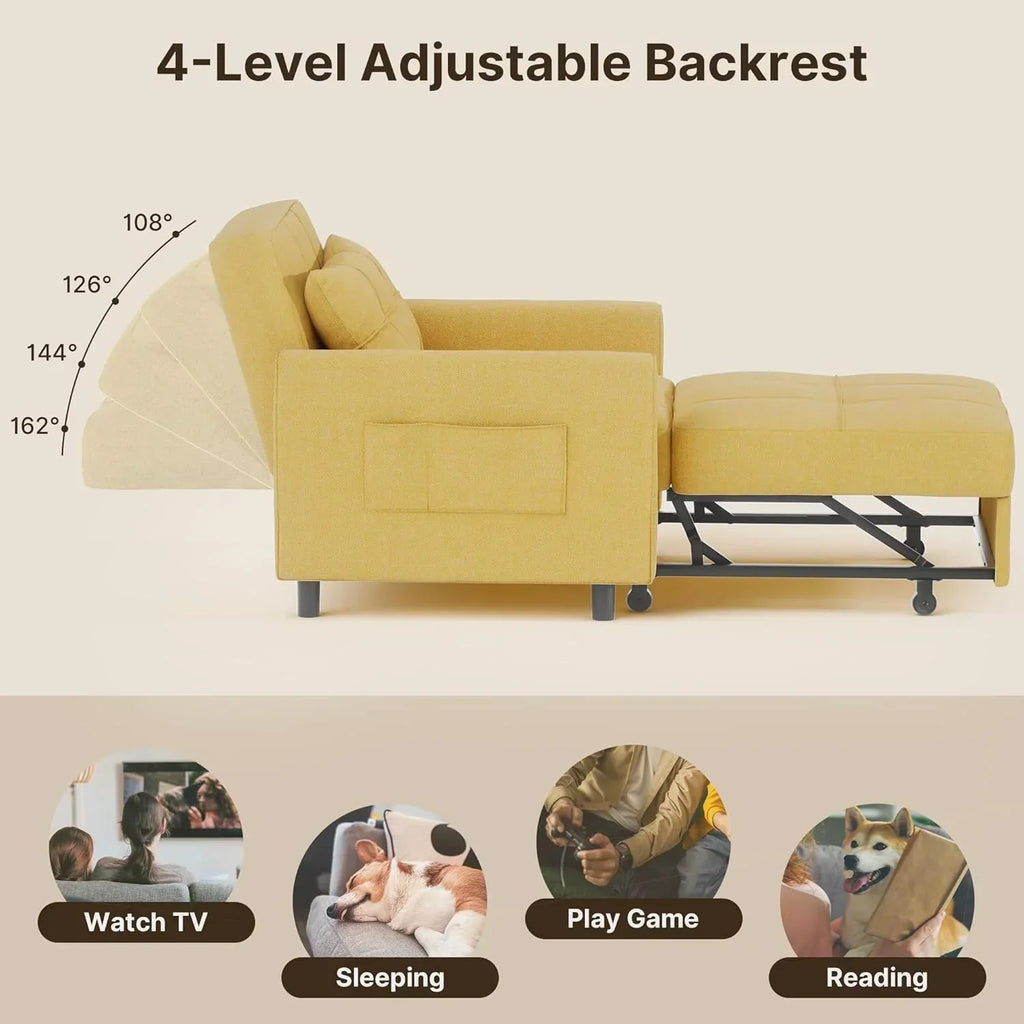 Sofa Bed Chair 3 in 1 Convertible Pullout Single Sleeper Chair Bed Spacious Multifunctional Sofa - image 9