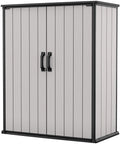 Keter Premier Tall Vertical Durable Resin Outdoor Storage Shed With Floor and Locking Double Doors, Grey - image 1