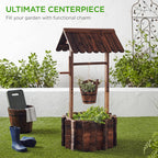 Best Choice Products Rustic Wooden Wishing Well Planter Outdoor Home Décor for Patio, Garden, Yard w/Hanging Bucket - image 2