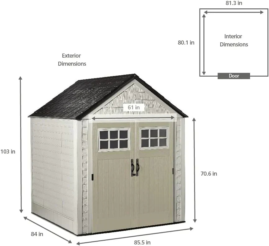 Rubbermaid Resin Outdoor Storage Shed With Floor Weather Resistant Gray Organization for Home - image 35
