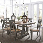 Lindsey Farm 7-Piece Trestle Table Set in Gray and Sandstone - image 2