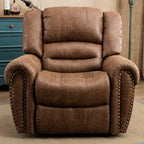 CANMOV Leather Recliner Chair, Classic and Traditional Manual Recliner Chair with Comfortable Arms and Back Single Sofa for Living Room, Nut Brown - image 38