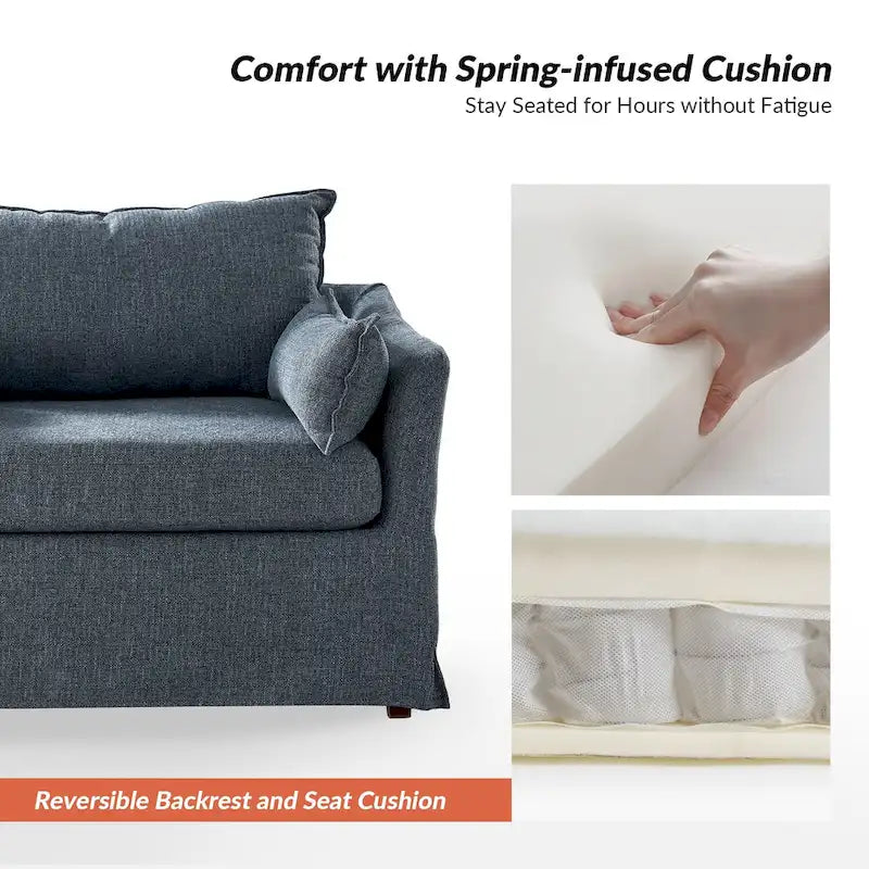 Sophie Contemporary Oversized Slipcovered Armchair and Ottoman with Lockable Rear Wheels - image 10