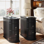 Solid Wood Chairside End Table, Two-Drawer Narrow Side Table Slim - image 26