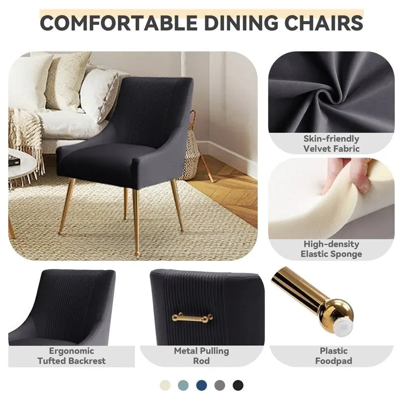 SEYNAR Set of 6 Modern Glam Boucle Velvet Dining or Vanity Chairs with Rear Handle - image 25