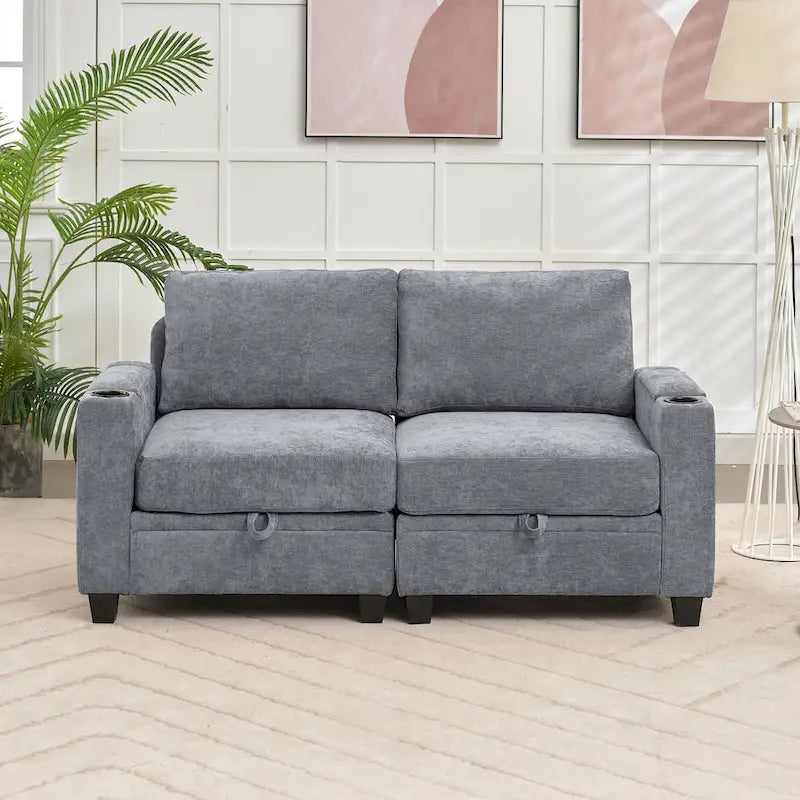 Versatile Chenille Storage Loveseat Sofa - image 21