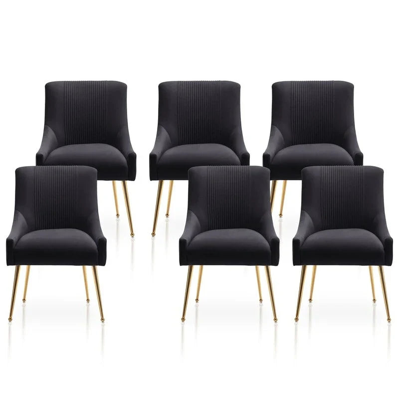 SEYNAR Set of 6 Modern Glam Boucle Velvet Dining or Vanity Chairs with Rear Handle - image 22