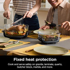 4 in 1 Portable Glass Air Fryer Cooking System, 4QT & 6 Cup Glass Containers with Storage Lids, Easy Meals, Microwave, Freezer & Dishwasher Safe, Air Fry, Bake & More, Cyberspace, FN101GY - image 8