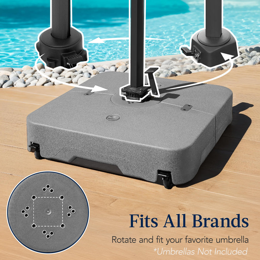 Best Choice Products Heavy-Duty Outdoor Cantilever Base Stand w/ Wheels, Locks, Fillable 330lb Capacity - Black - image 16