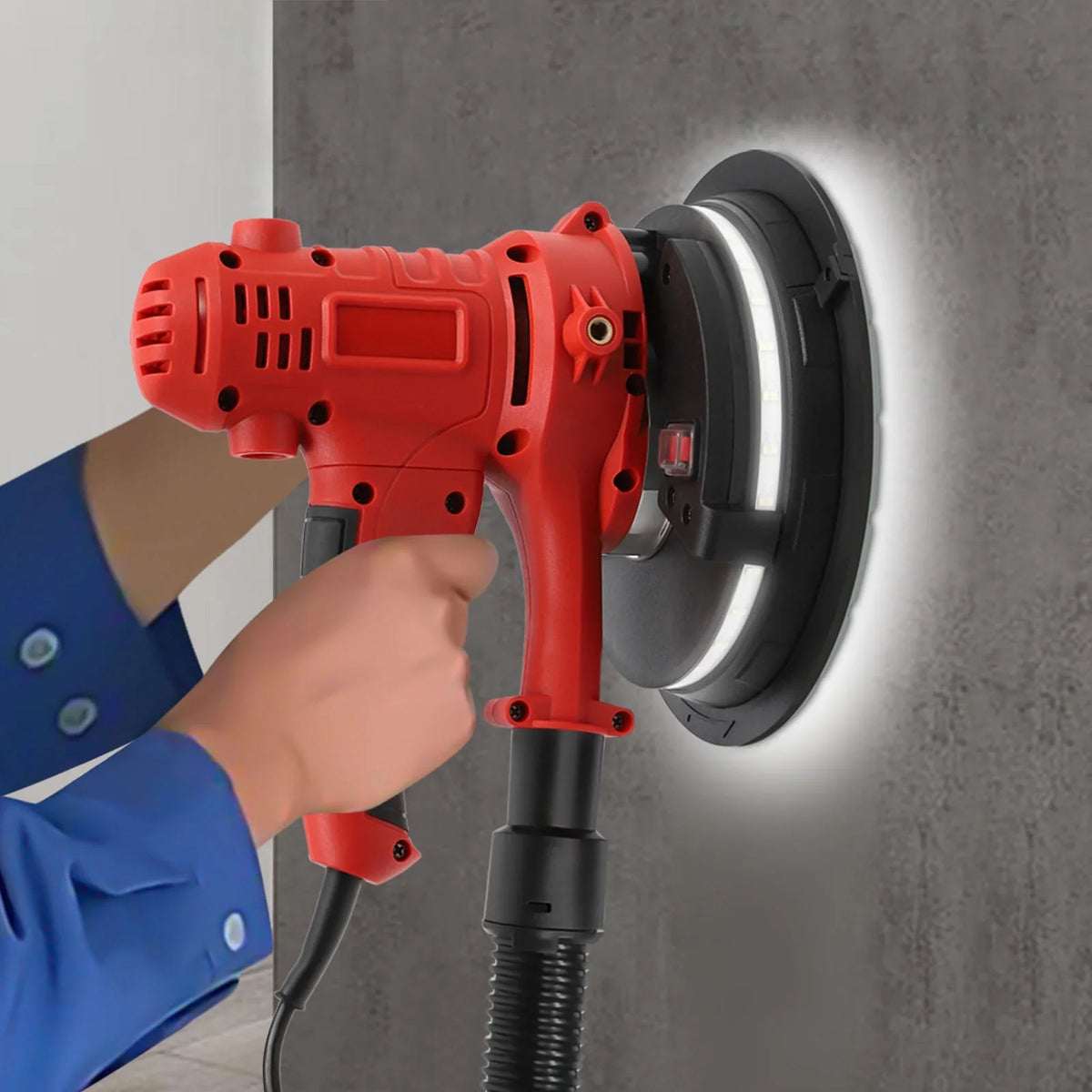 ChicHomey LED Light Equipped Orbital and Drywall Sander, 1200W, 7in Grinding Disc, 78.7in Hose, Adjustable Handle for Enhanced Comfort and Control - image 5