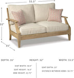 Signature Design by Ashley Clare View Coastal Outdoor Patio Eucalyptus Sofa with Cushions, Beige - image 51