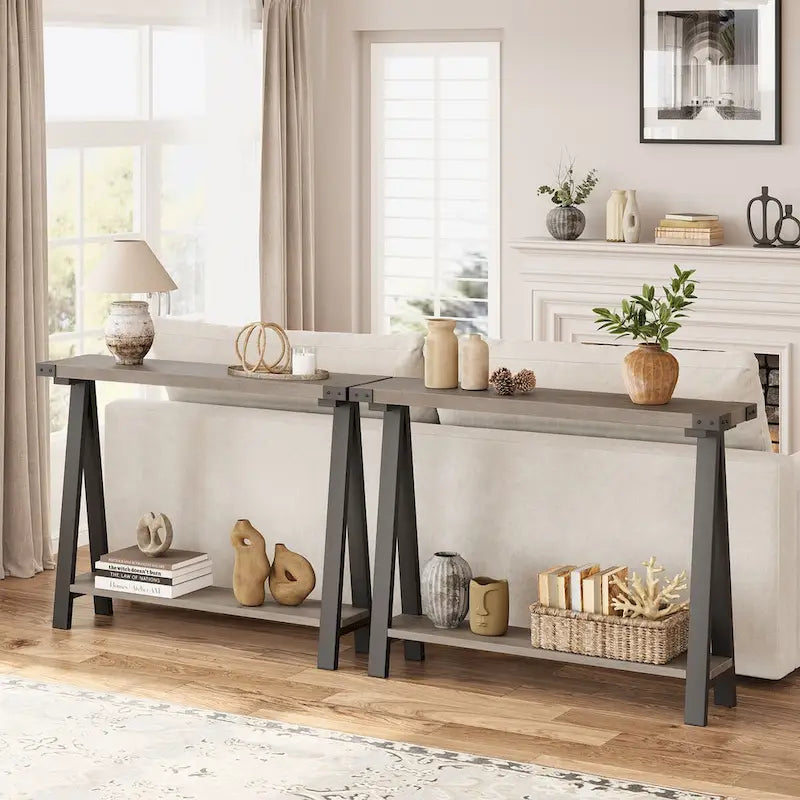 2-Tier Entryway Sofa Table with Storage Shelf - image 3