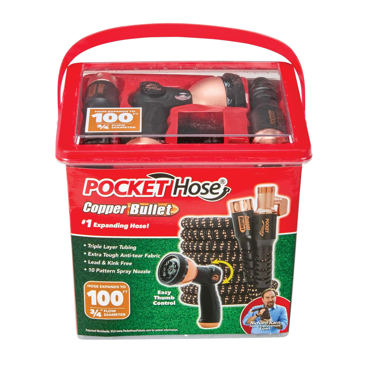 Copper Bullet by Pocket Hose, 3/4" Ultra - Light x 100 Ft Expandable Garden Hose with Spray Nozzle - image 2