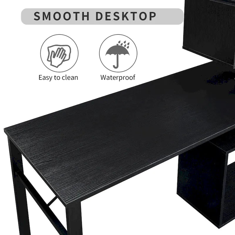 Modern Computer Desk with 5-Tier Shelves – Space-Saving Rotatable Workstation - image 6