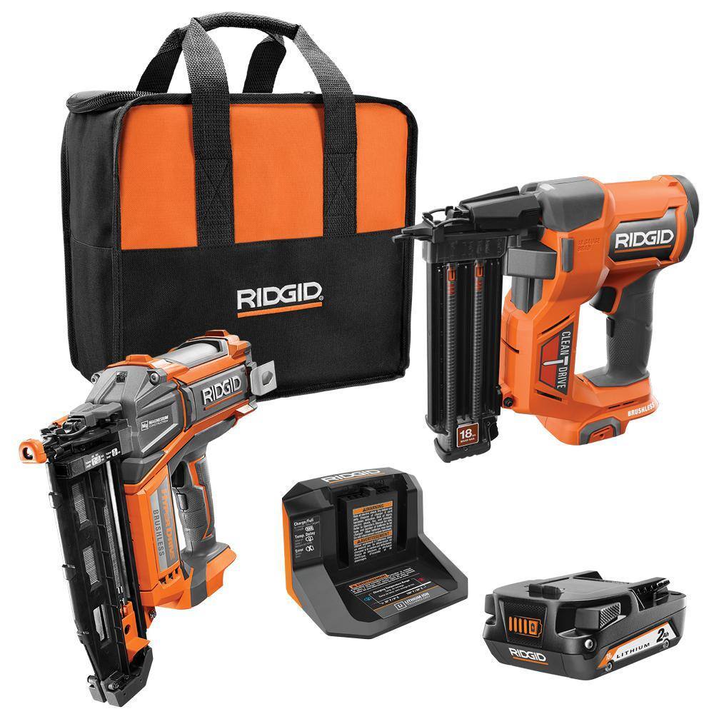 18V Brushless Cordless Nailer Combo Kit with Brad & Finish Nailers, Battery & Charger - image 1