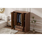 Freestanding 4-Door Wardrobe Armoire with 2 Drawers and Hanging Rods for Clothes Storage - image 27