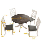 5-Piece Upholstered Chair Round Dining Table Set - image 5