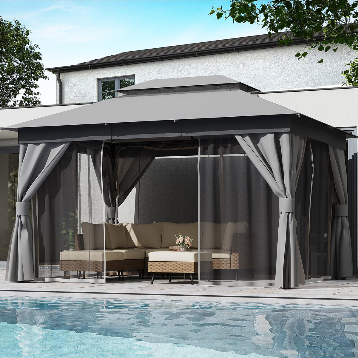 LAUSAINT HOME Outdoor Patio Gazebo 10'x13' with Expansion Bolts - image 1