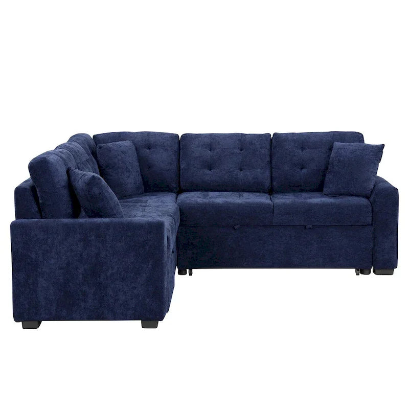82.6-Inch L-Shaped Sleeper Sofa with Pull-Out Feature, Wheels, USB Ports, and Power Sockets - Dimensions: 82.6W x 82.6D x 33H - image 7