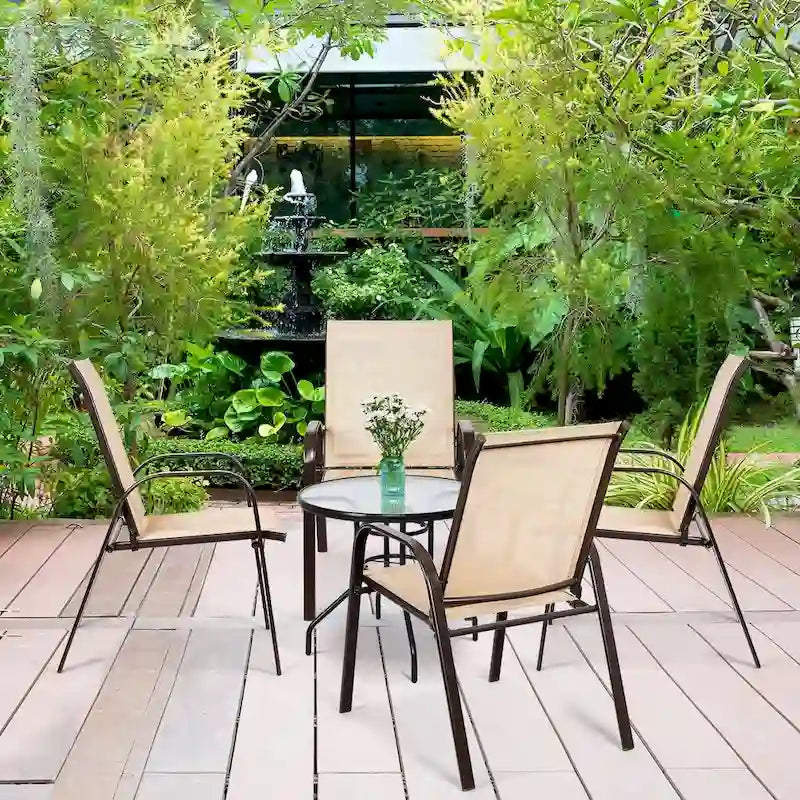 Costway Set of 4 Patio Chairs with Armrests for Garden and Deck - View Details - image 22