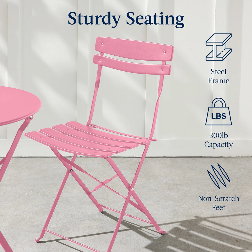 Best Choice Products 3-Piece Small Bistro Set, Folding Patio Furniture Set of 2 Chairs and Table - Black - image 115