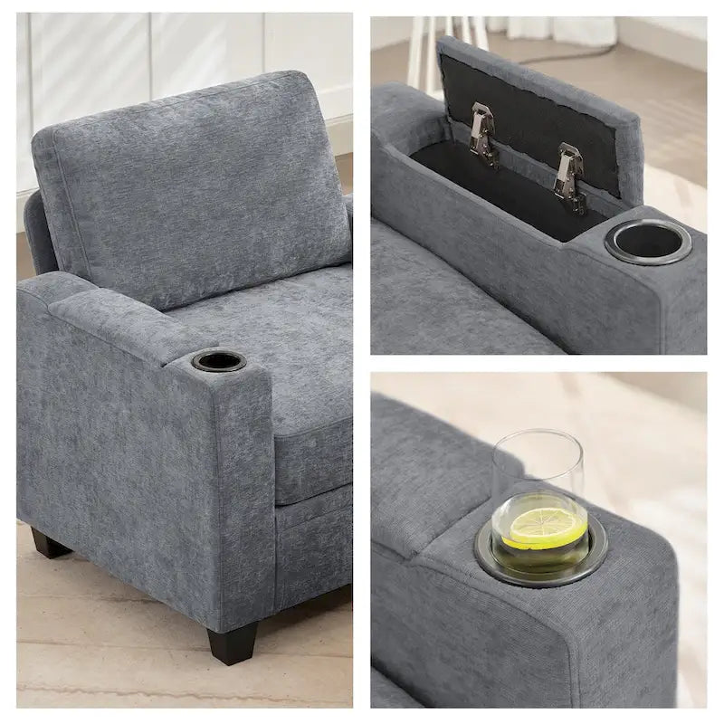 Versatile Chenille Storage Loveseat Sofa - image 25