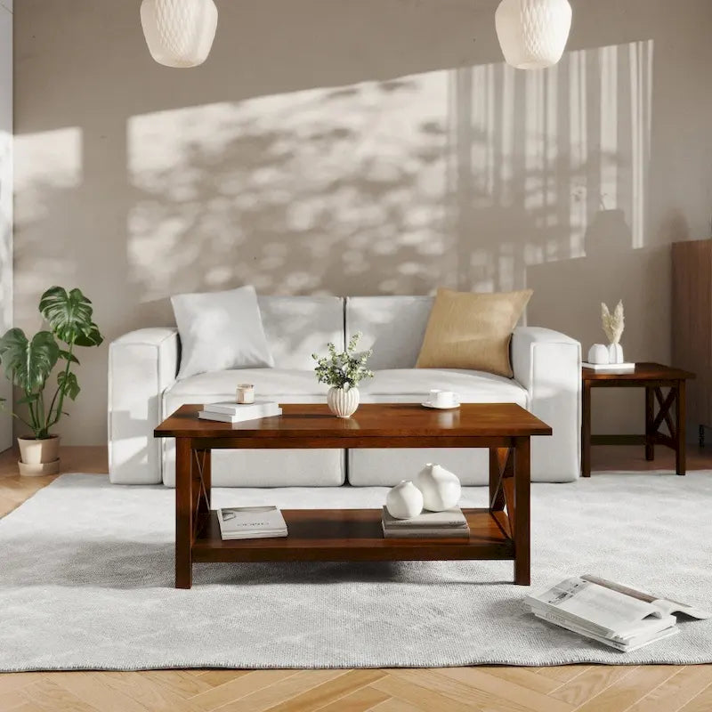 Classic Solid Wood Farmhouse Coffee Table - image 14