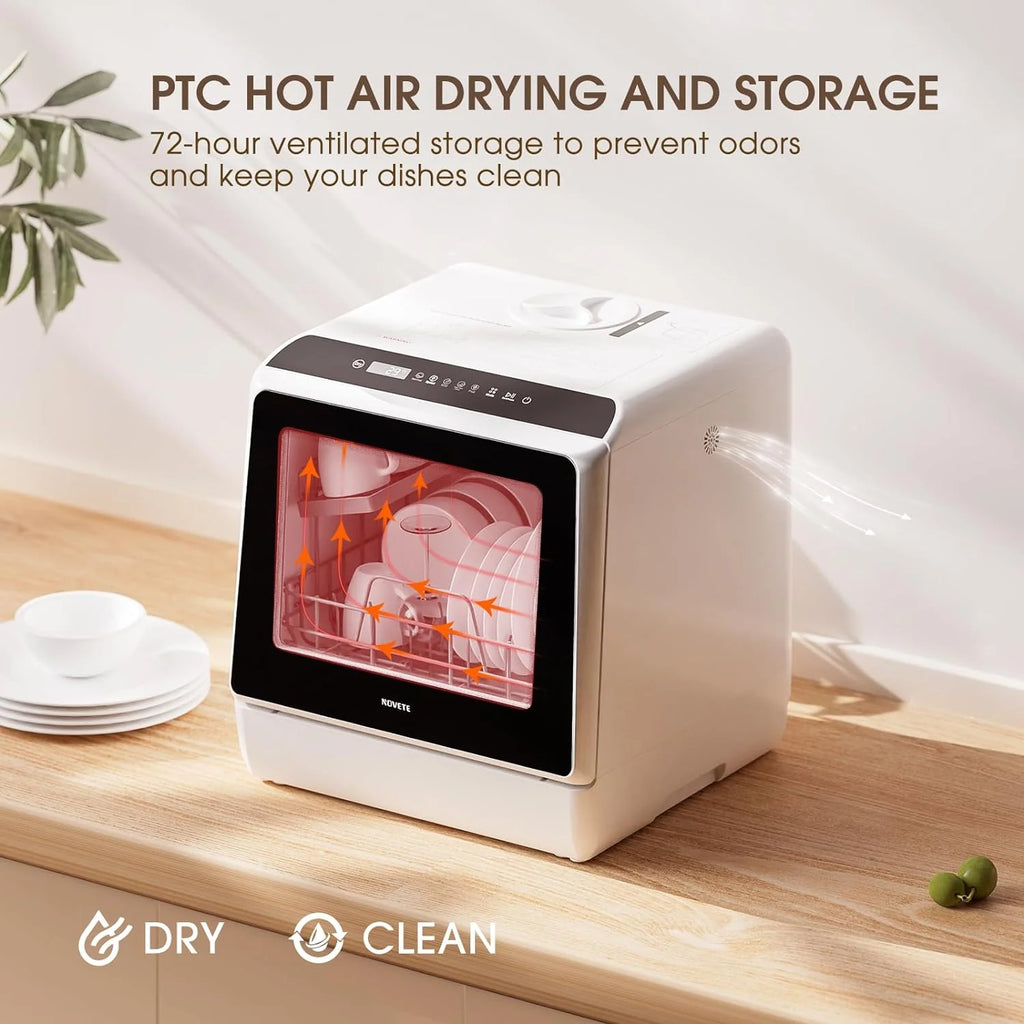 Portable Countertop Dishwashers, Compact Dishwashers with 5 L Built-in Water Tank & Inlet Hose, 5 Washing Programs, Baby Care, Air-Dry Function and LED Light for Small Apartments - image 6