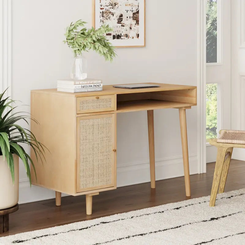 Nathan James Daisy Modern Farmhouse Desk with Storage and Brass Accents - image 4