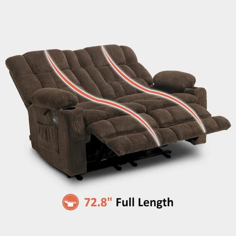MCombo Power Loveseat Recliner, Electric Reclining Loveseat Sofa with Heat and Vibration, Cupholders, USB Charge Ports RS6314 - image 12