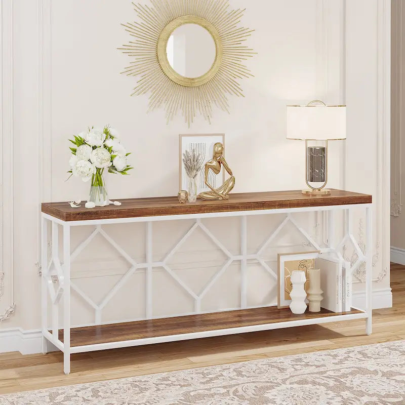 70.9-Inch Industrial Sofa Console Table with Open Storage Shelf - Extra Long Narrow Entry Table for Behind Couch - image 1