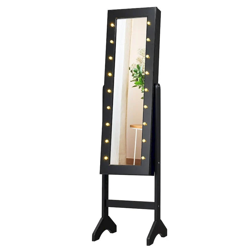 Costway Black Mirrored Jewelry Cabinet Organizer with 18 LED Lights - image 7