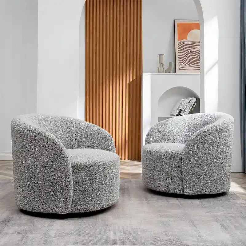 Set of 2 KINWELL 34-Inch Wide Upholstered Swivel Barrel Chairs - image 38