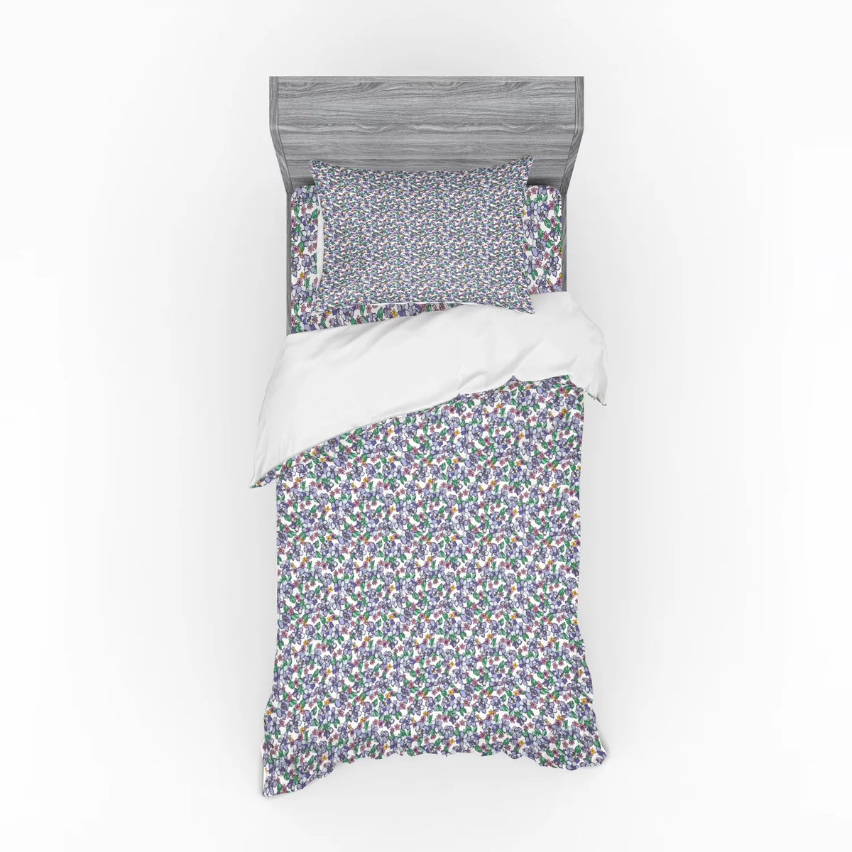 Floral Duvet Cover Set, Colorful Spring Blossom Flowers Repetitive Hand Drawn Like Pattern, Bedding Set with Shams and Fitted Sheet, 3 Sizes - image 1