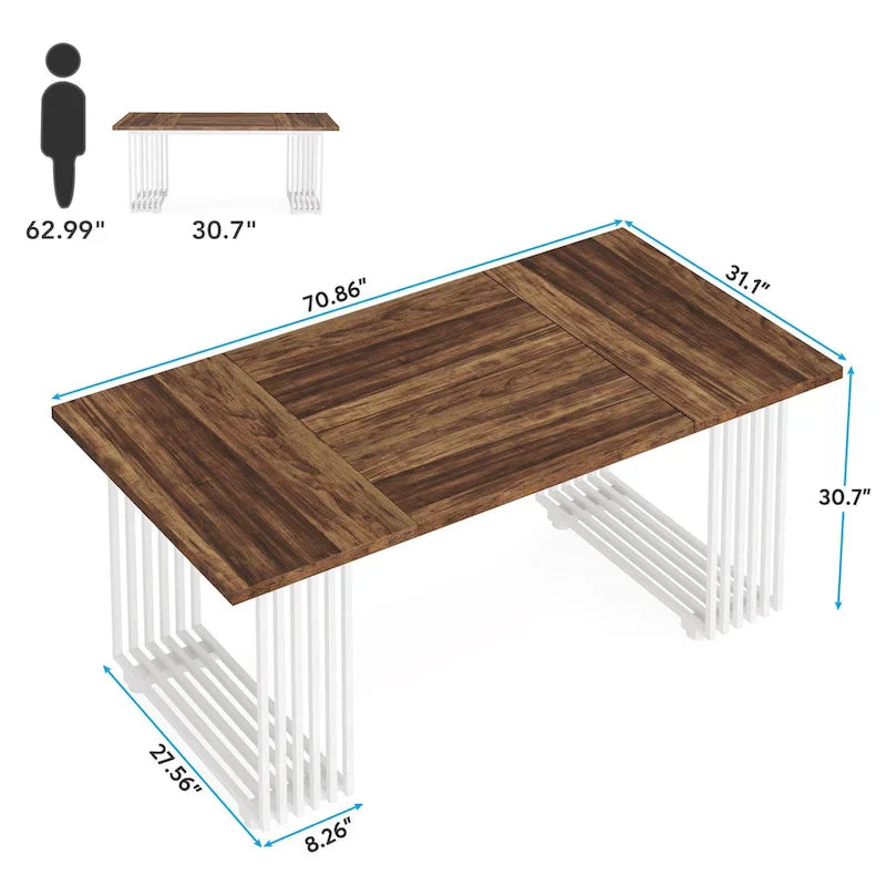 Modern Dining Table with Rectangular Top and Metal Base for 6 to 8 Seating - image 14