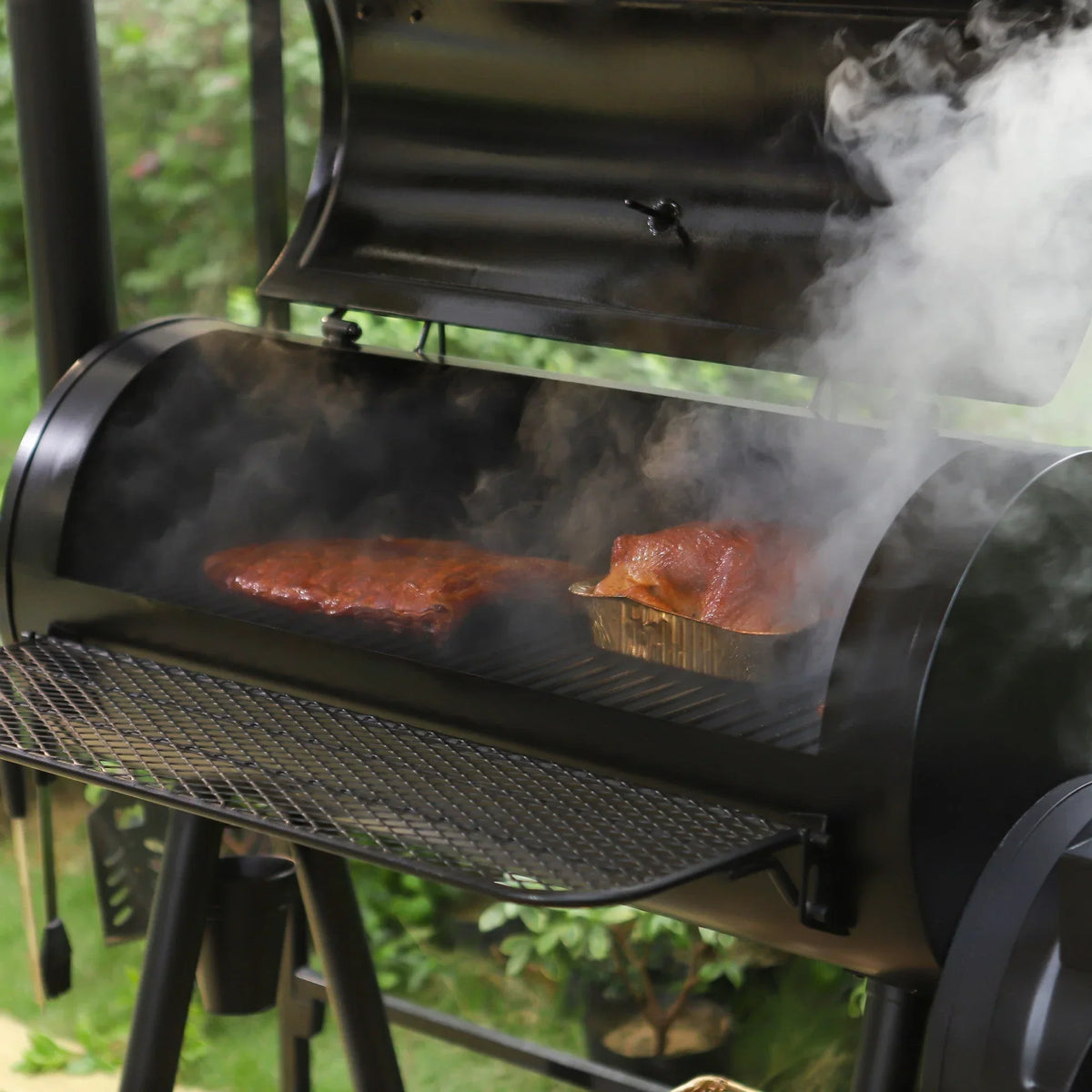 941 Sq.in. Overlarge BBQ Charcoal Grill with Offset Smoker, Black - image 2