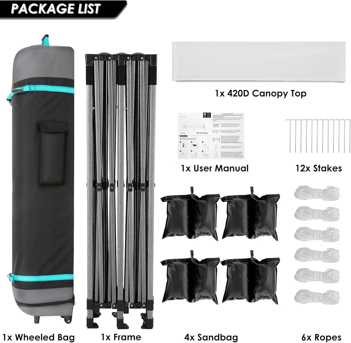 COBIZI 10x20 Heavy Duty Pop up Canopy Tent with 6 sidewalls Easy Up Commercial Outdoor Canopy Wedding Party Tents for Parties All Season Wind & Waterproof Gazebo with Roller Bag,Black(Frame Thickened) - image 111