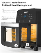 Air Fryer Oven, 15.5Qt X Large Family Size, SS Rotisserie Basket &Skewer Kit, Reversible Ultra Non Stick Grill/Griddle Plate, Powerful 1800W, Integrated Smart Thermometer,Black - image 3