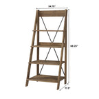 Walker Edison Solid Wood 4-Shelf Ladder Bookshelf, Brown - image 13