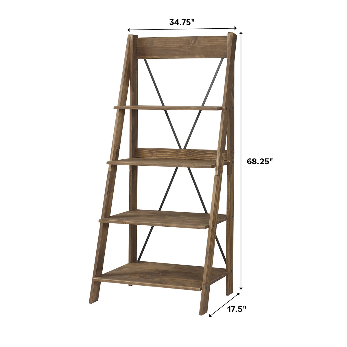 Walker Edison Solid Wood 4-Shelf Ladder Bookshelf, Brown - image 13