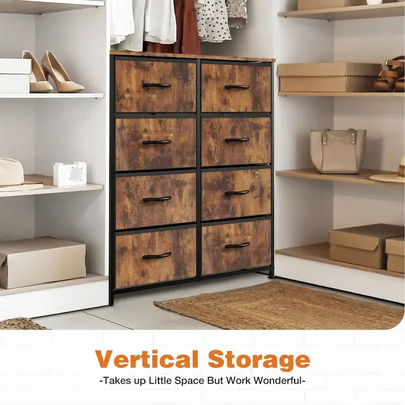 8-Drawer Tall Fabric Dresser with Wood Top and Sturdy Steel Frame - Stylish Bedroom Storage Solution - image 12