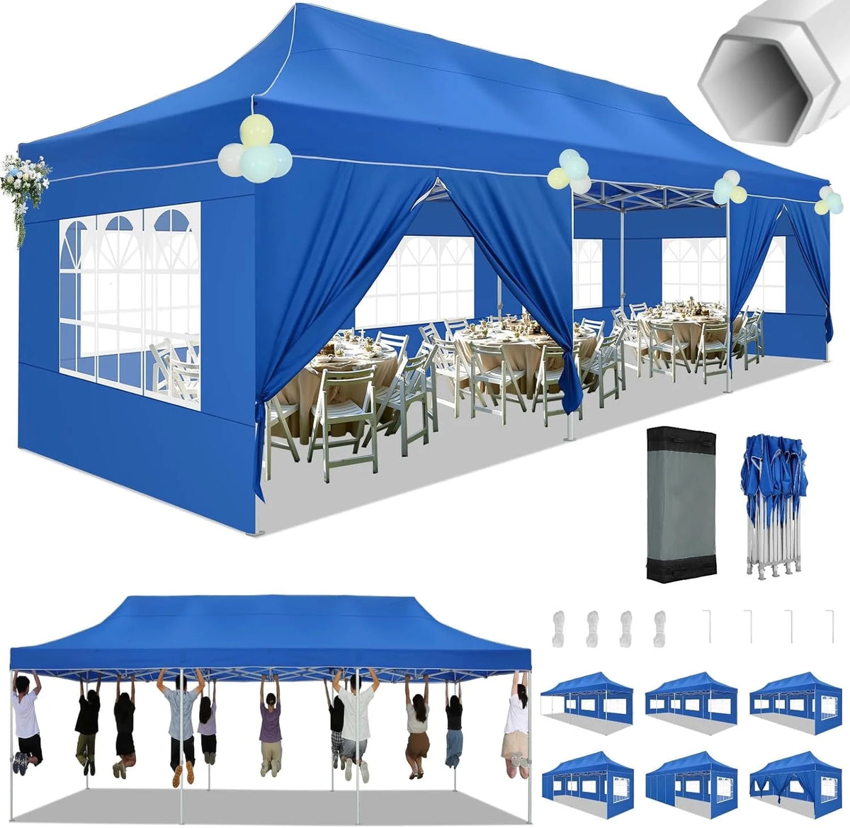Hoteel 10x15 Heavy Duty Canopy Tent with 4 Sidewalls,Pop up Canopy for Parties Wedding,Commercial Easy up Gazebo with Roller Bag,UV 50+ &,Black - image 56