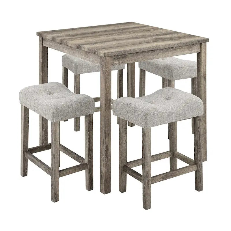 5-Piece Wood Dining Set: Square Table with 4 Upholstered Chairs - image 6