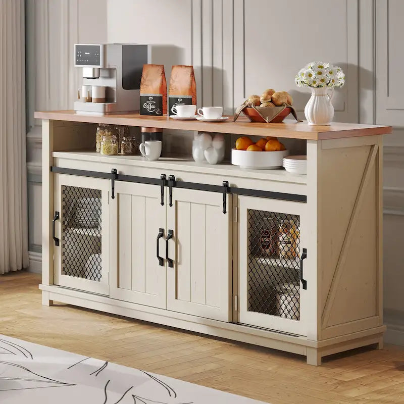 Moasis Farmhouse Industrial Sideboard Buffet Cabinet with Doors and Shelving - image 1