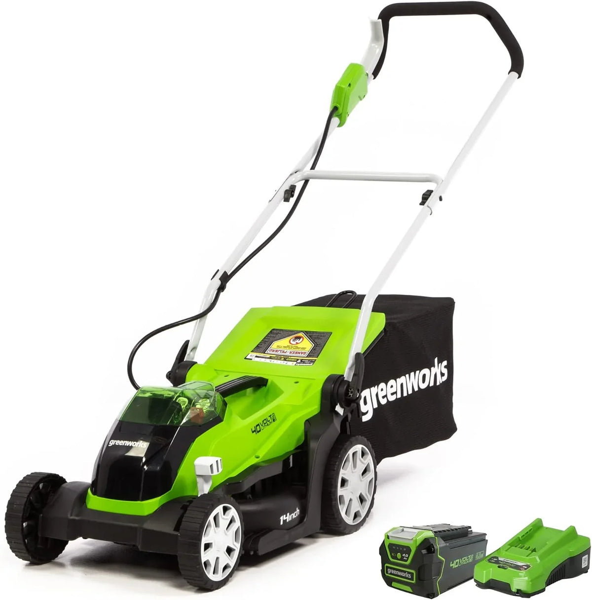 Greenworks 40V 16" Cordless Lawn Mower Ultra-Light Push Mower 4.0Ah Battery Charger - image 3