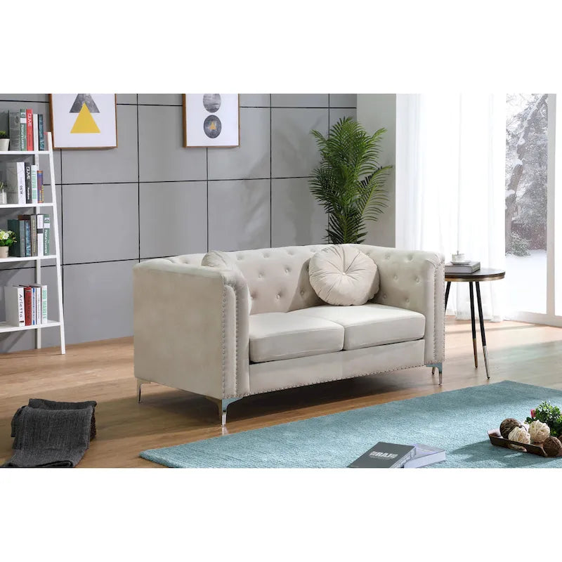 Velvet Button-Tufted Pompano Loveseat - image 41
