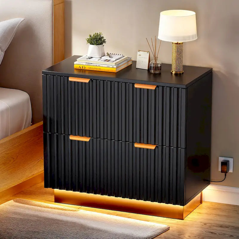Moasis Lateral Filing Cabinet with LED Lighting and 2 Drawers for Home Office - image 1